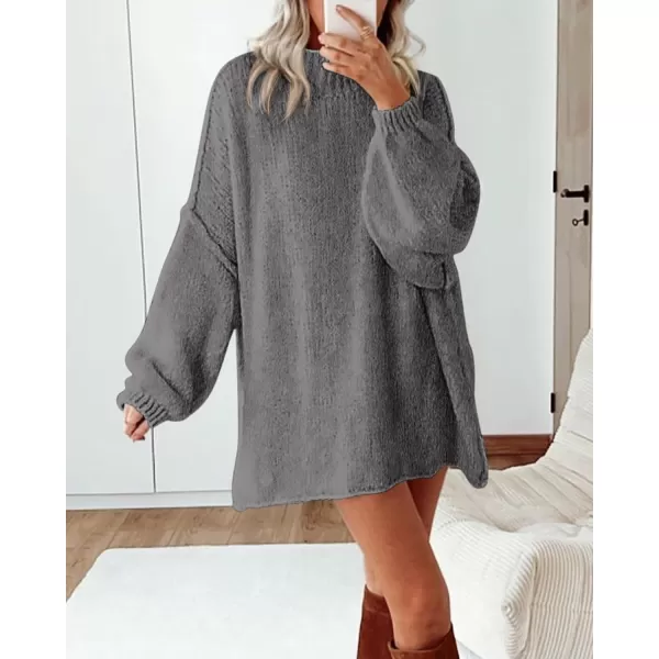 BTFBM Womens Long Pullover Sweaters 2024 Fall Winter Mock Neck Long Sleeve Thick Oversized Casual Knitted Jumper TopsGrey