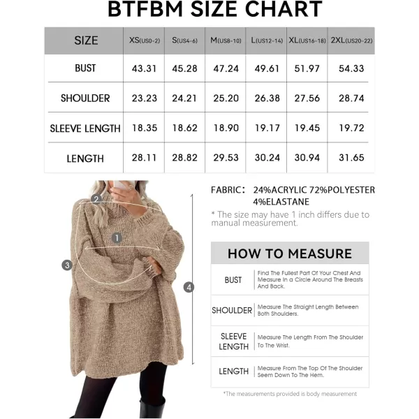BTFBM Womens Long Pullover Sweaters 2024 Fall Winter Mock Neck Long Sleeve Thick Oversized Casual Knitted Jumper TopsKhaki