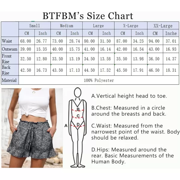 BTFBM Womens Summer Shorts 2024 Floral Elastic High Waisted Belted Casual Beach Ruffle Short Lounge Pants with PocketsFloral Black