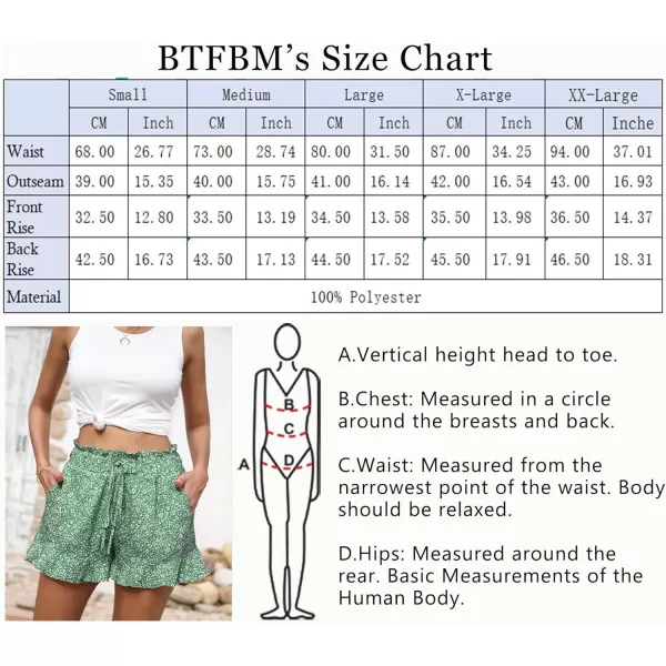 BTFBM Womens Summer Shorts 2024 Floral Elastic High Waisted Belted Casual Beach Ruffle Short Lounge Pants with PocketsFloral Green