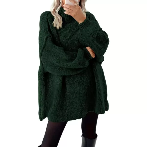BTFBM Womens Long Pullover Sweaters 2024 Fall Winter Mock Neck Long Sleeve Thick Oversized Casual Knitted Jumper TopsDark Green