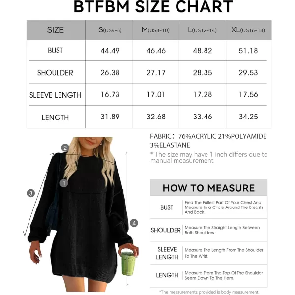 BTFBM 2024 Womens Sweaters Casual Crewneck Long Sleeve Oversized Sweater Dress Fall Winter Loose Slouchy Soft PulloverSolid Black