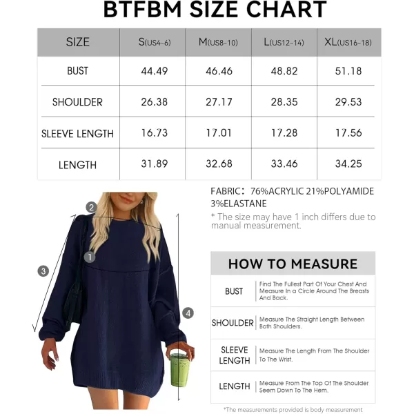 BTFBM 2024 Womens Sweaters Casual Crewneck Long Sleeve Oversized Sweater Dress Fall Winter Loose Slouchy Soft PulloverSolid Navy