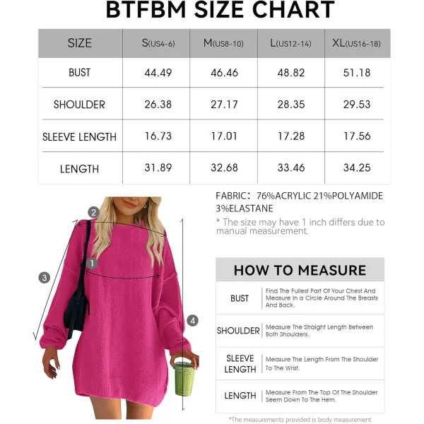 BTFBM 2024 Womens Sweaters Casual Crewneck Long Sleeve Oversized Sweater Dress Fall Winter Loose Slouchy Soft PulloverSolid Rose Red