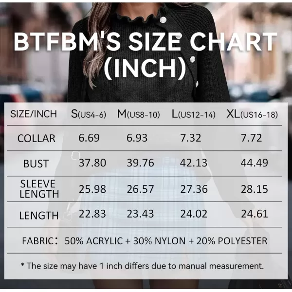 BTFBM 2024 Womens Sweaters Fall Winter Outfits Long Sleeve Button Down Ruffle Crew Neck Casual Knitted Pullover TopsOblique Black