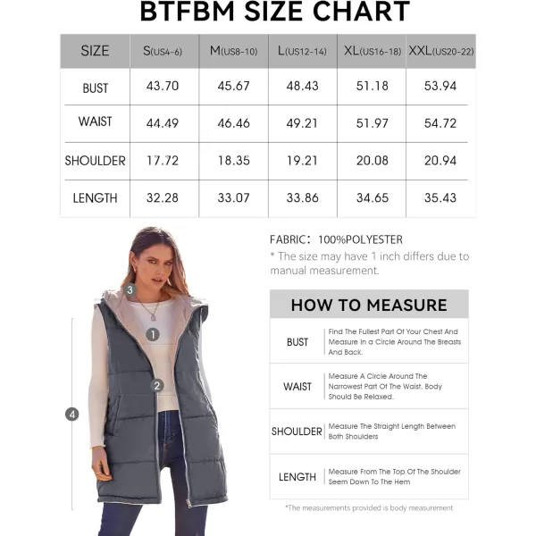 BTFBM Fall Long Puffer Vest Women Sleeveless Hooded Reversible Fleece Sherpa Jacket Zip Up Winter Coat Outerwear VestsSolid Grey Blue
