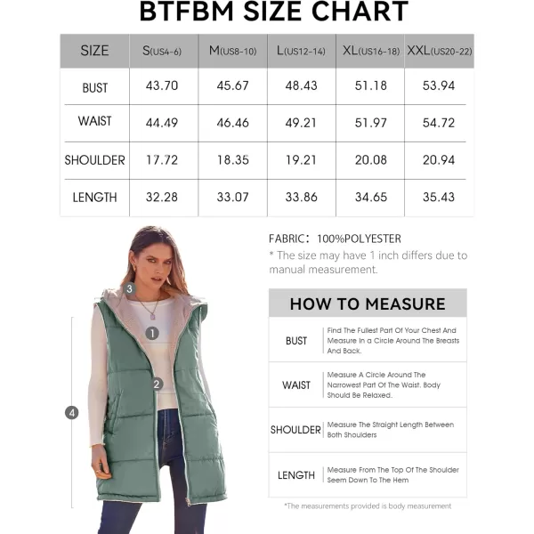 BTFBM Fall Long Puffer Vest Women Sleeveless Hooded Reversible Fleece Sherpa Jacket Zip Up Winter Coat Outerwear VestsSolid Grey Green