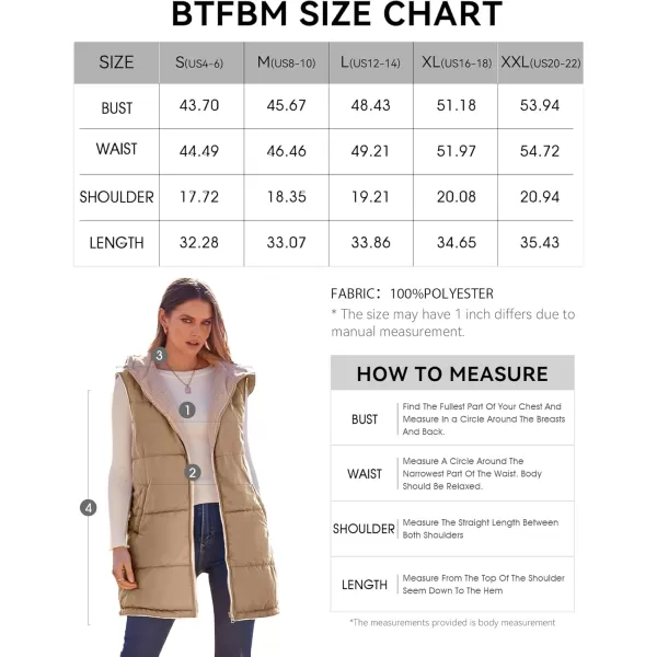 BTFBM Fall Long Puffer Vest Women Sleeveless Hooded Reversible Fleece Sherpa Jacket Zip Up Winter Coat Outerwear VestsSolid Light Camel