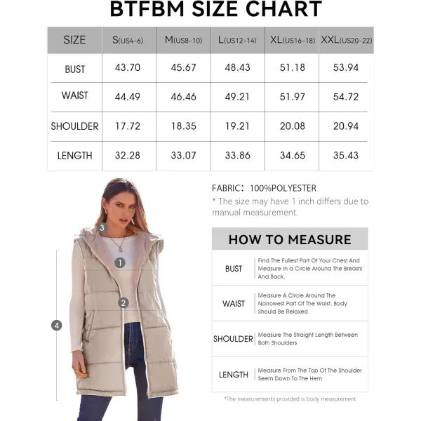 BTFBM Fall Long Puffer Vest Women Sleeveless Hooded Reversible Fleece Sherpa Jacket Zip Up Winter Coat Outerwear VestsSolid Light Khaki