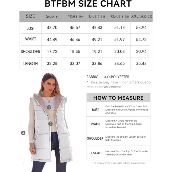 BTFBM Fall Long Puffer Vest Women Sleeveless Hooded Reversible Fleece Sherpa Jacket Zip Up Winter Coat Outerwear VestsSolid White