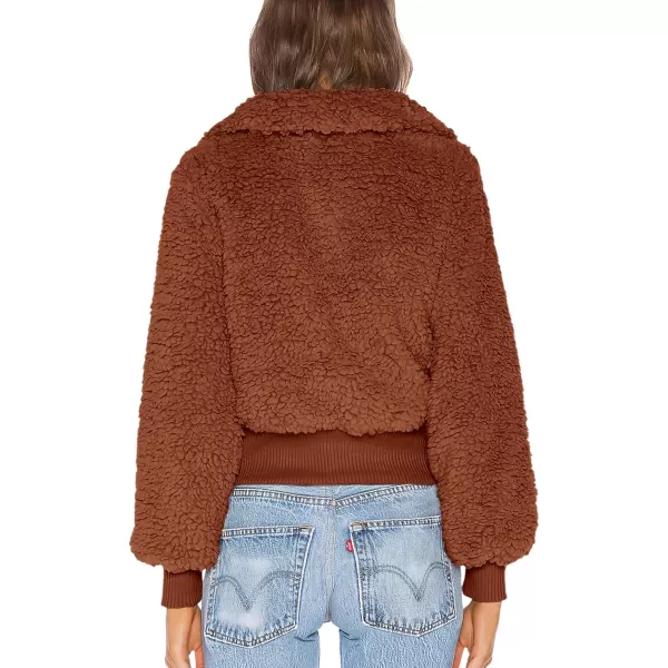 BTFBM Womens Button Down Sherpa Shacket Jacket Long Sleeve Faux Fur Warm Fall Winter Outwear Fuzzy Fleece Short CoatsSolid Caramel