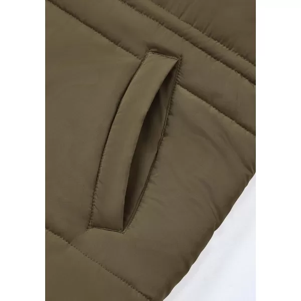 BTFBM Womens Casual Outerwear Vest Button Down Zip Up Padded Gilet Drawstring Sleeveless Jackets Coats with PocketsSolid Army Green