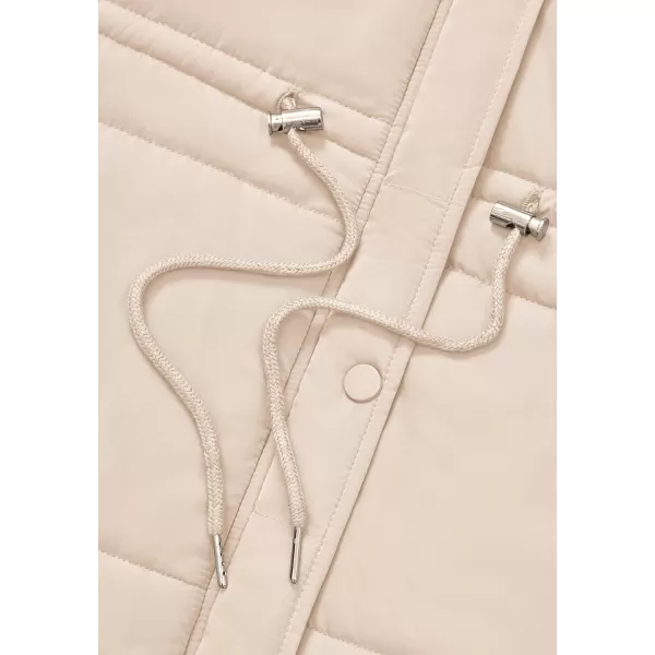 BTFBM Womens Casual Outerwear Vest Button Down Zip Up Padded Gilet Drawstring Sleeveless Jackets Coats with PocketsSolid Beige