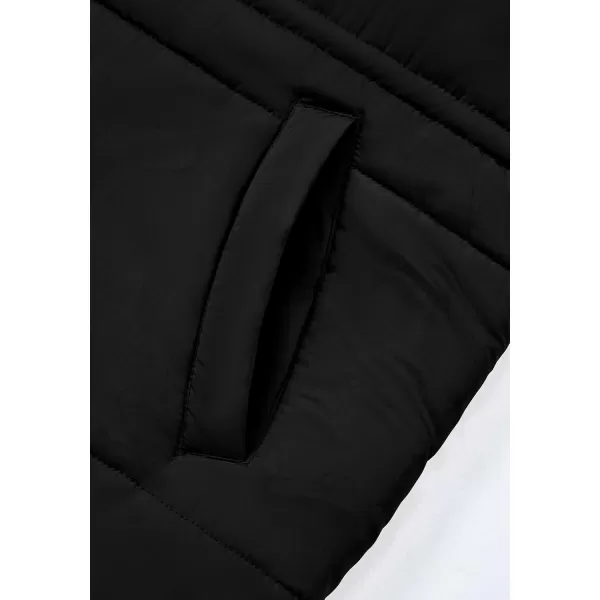 BTFBM Womens Casual Outerwear Vest Button Down Zip Up Padded Gilet Drawstring Sleeveless Jackets Coats with PocketsSolid Black