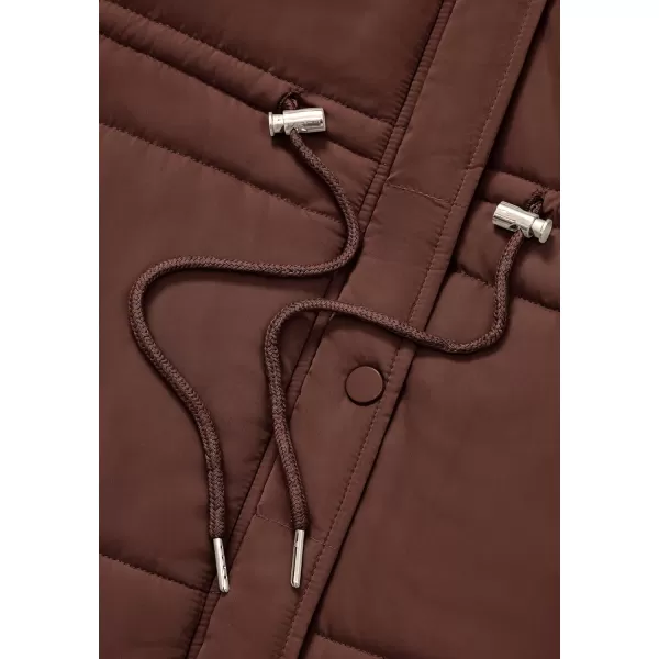 BTFBM Womens Casual Outerwear Vest Button Down Zip Up Padded Gilet Drawstring Sleeveless Jackets Coats with PocketsSolid Coffee