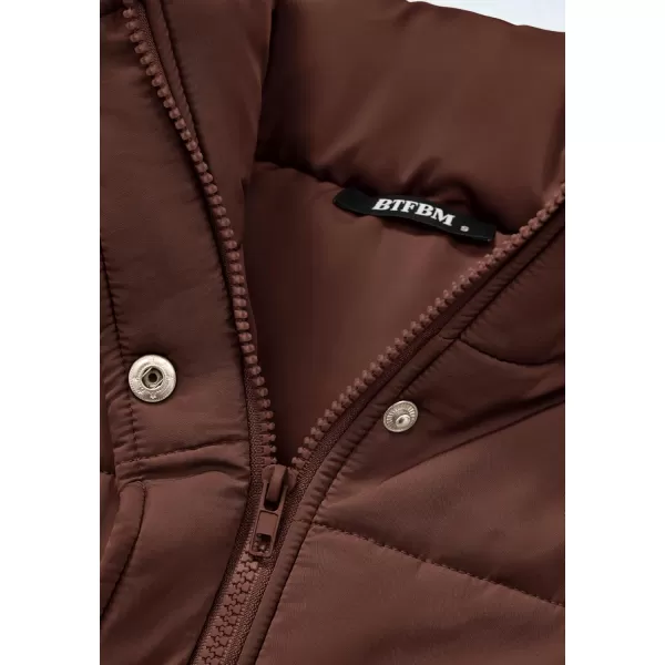 BTFBM Womens Casual Outerwear Vest Button Down Zip Up Padded Gilet Drawstring Sleeveless Jackets Coats with PocketsSolid Coffee