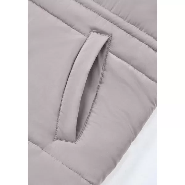 BTFBM Womens Casual Outerwear Vest Button Down Zip Up Padded Gilet Drawstring Sleeveless Jackets Coats with PocketsSolid Grey