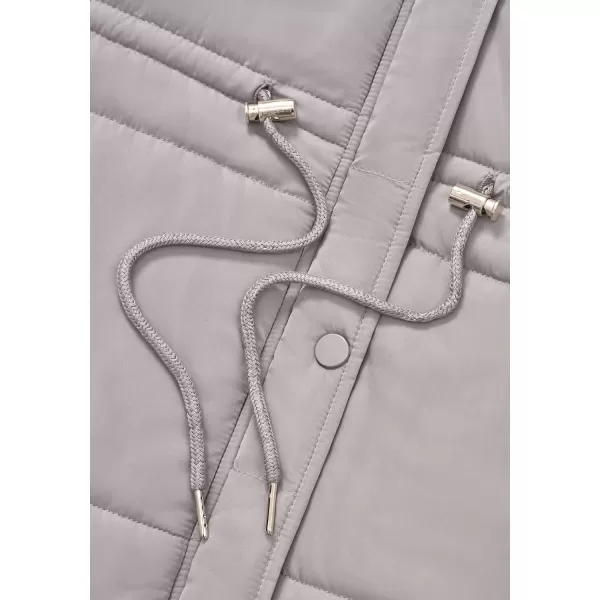 BTFBM Womens Casual Outerwear Vest Button Down Zip Up Padded Gilet Drawstring Sleeveless Jackets Coats with PocketsSolid Grey