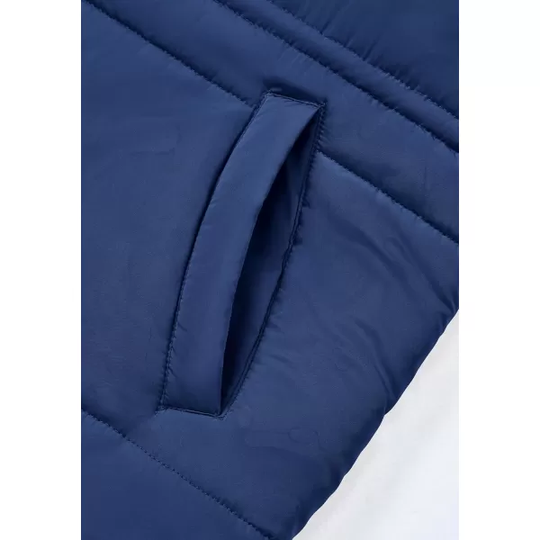 BTFBM Womens Casual Outerwear Vest Button Down Zip Up Padded Gilet Drawstring Sleeveless Jackets Coats with PocketsSolid Navy