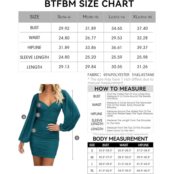 BTFBM Womens Elegant Ruched Bodycon Dresses Spring Summer Mesh Long Sleeve Cross V Neck Party Club Cocktail Mini DressSolid Lake Blue