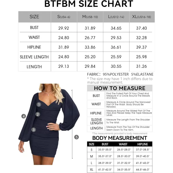 BTFBM Womens Elegant Ruched Bodycon Dresses Spring Summer Mesh Long Sleeve Cross V Neck Party Club Cocktail Mini DressSolid Navy