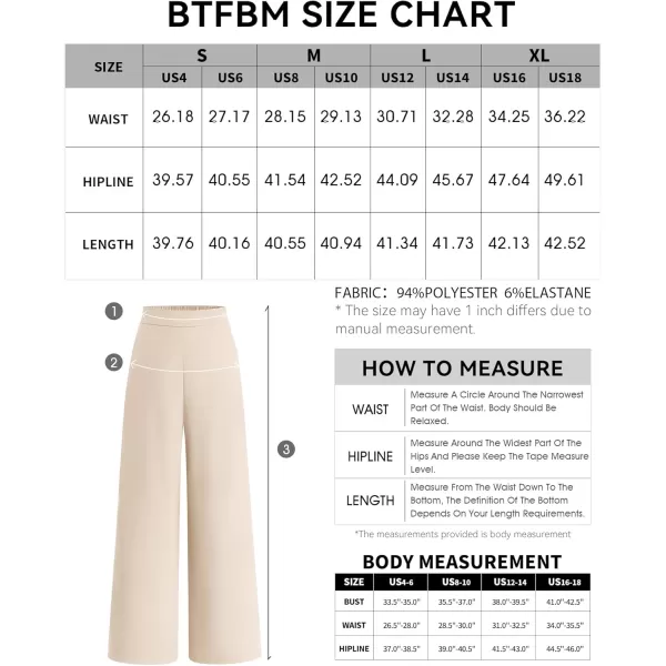 BTFBM Womens Wide Leg Pants Dressy Casual Elastic High Waisted Palazzo Business Lounge Trousers with PocketsSolid Beige