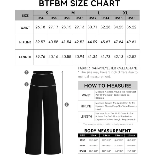BTFBM Womens Wide Leg Pants Dressy Casual Elastic High Waisted Palazzo Business Lounge Trousers with PocketsSolid Black