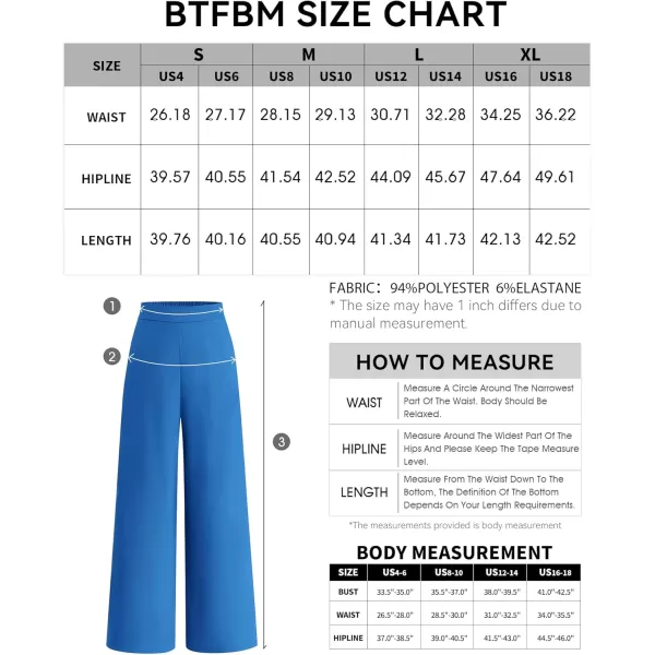 BTFBM Womens Wide Leg Pants Dressy Casual Elastic High Waisted Palazzo Business Lounge Trousers with PocketsSolid Blue