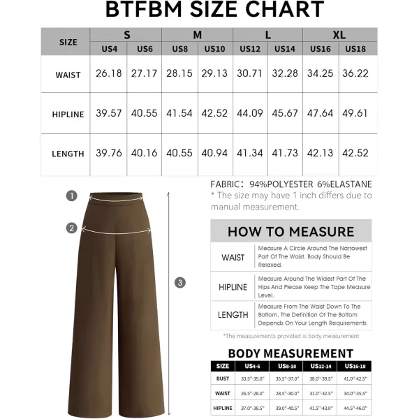 BTFBM Womens Wide Leg Pants Dressy Casual Elastic High Waisted Palazzo Business Lounge Trousers with PocketsSolid Coffee