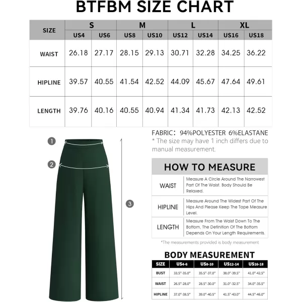 BTFBM Womens Wide Leg Pants Dressy Casual Elastic High Waisted Palazzo Business Lounge Trousers with PocketsSolid Dark Green