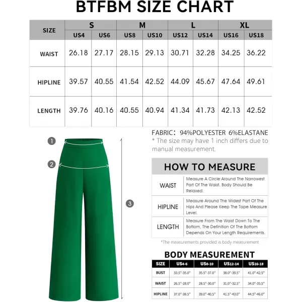 BTFBM Womens Wide Leg Pants Dressy Casual Elastic High Waisted Palazzo Business Lounge Trousers with PocketsSolid Green