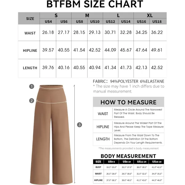 BTFBM Womens Wide Leg Pants Dressy Casual Elastic High Waisted Palazzo Business Lounge Trousers with PocketsSolid Khaki