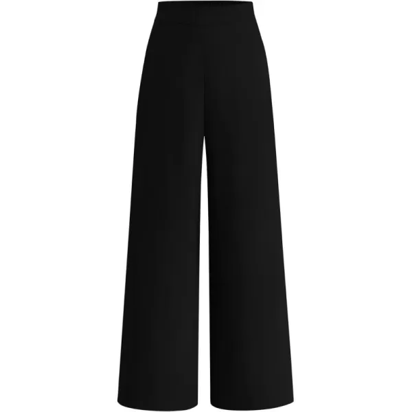 BTFBM Womens Wide Leg Pants Dressy Casual Elastic High Waisted Palazzo Business Lounge Trousers with PocketsSolid Black