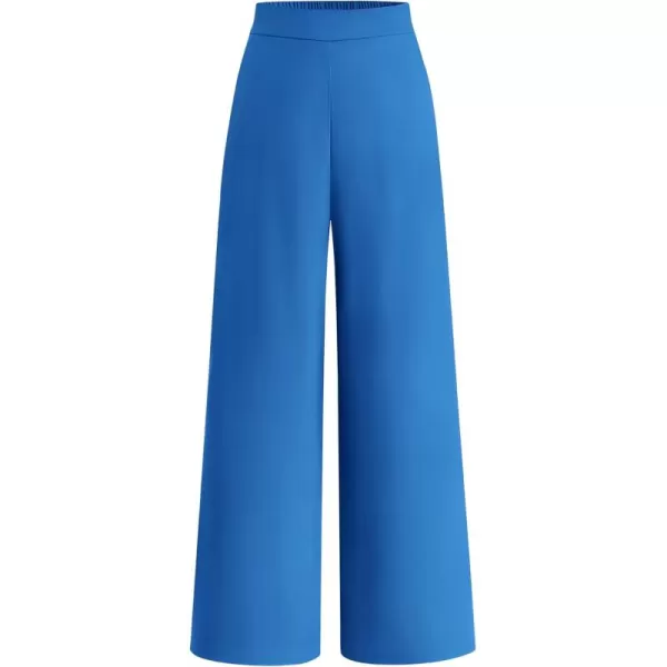 BTFBM Womens Wide Leg Pants Dressy Casual Elastic High Waisted Palazzo Business Lounge Trousers with PocketsSolid Blue