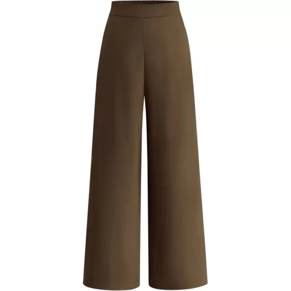 BTFBM Womens Wide Leg Pants Dressy Casual Elastic High Waisted Palazzo Business Lounge Trousers with PocketsSolid Coffee