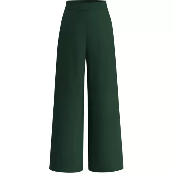 BTFBM Womens Wide Leg Pants Dressy Casual Elastic High Waisted Palazzo Business Lounge Trousers with PocketsSolid Dark Green