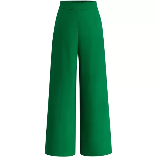 BTFBM Womens Wide Leg Pants Dressy Casual Elastic High Waisted Palazzo Business Lounge Trousers with PocketsSolid Green
