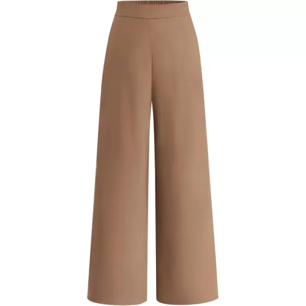 BTFBM Womens Wide Leg Pants Dressy Casual Elastic High Waisted Palazzo Business Lounge Trousers with PocketsSolid Khaki