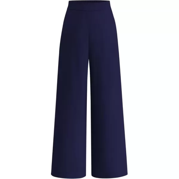 BTFBM Womens Wide Leg Pants Dressy Casual Elastic High Waisted Palazzo Business Lounge Trousers with PocketsSolid Navy