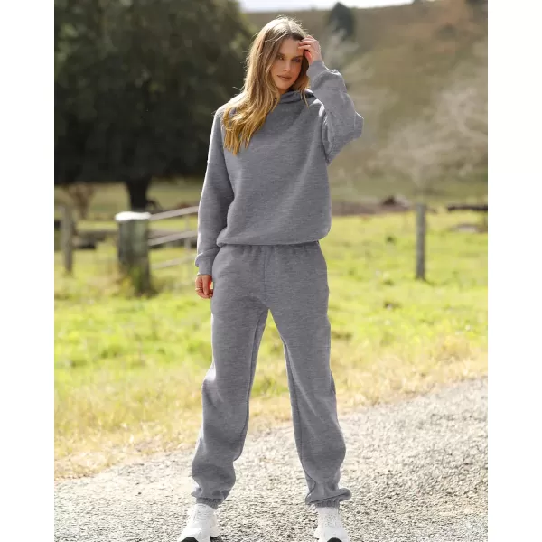 BTFBM Women 2 Piece Sweatsuits Long Sleeve Hooded Pullover Jogger Pants Fall Winter Casual Loose Lounge Sets TracksuitSolid Dark Grey