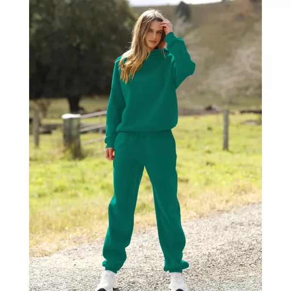 BTFBM Women 2 Piece Sweatsuits Long Sleeve Hooded Pullover Jogger Pants Fall Winter Casual Loose Lounge Sets TracksuitSolid Green