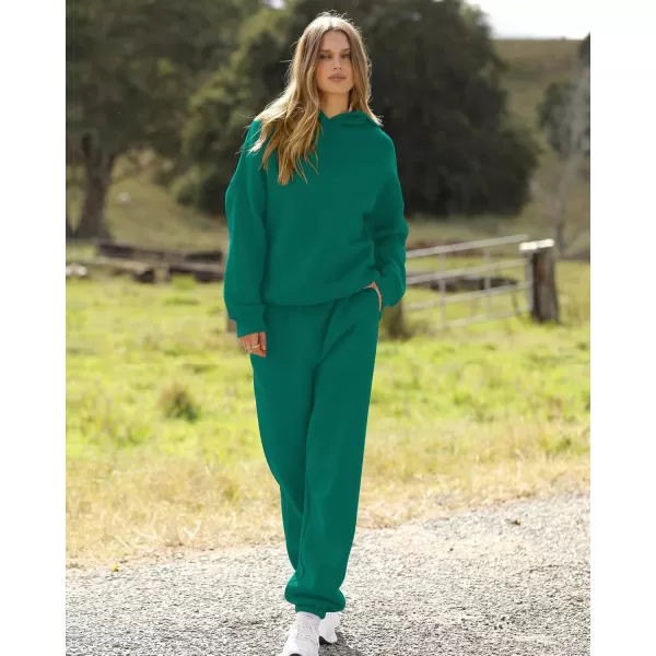 BTFBM Women 2 Piece Sweatsuits Long Sleeve Hooded Pullover Jogger Pants Fall Winter Casual Loose Lounge Sets TracksuitSolid Green