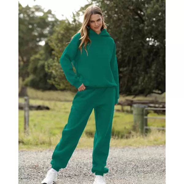 BTFBM Women 2 Piece Sweatsuits Long Sleeve Hooded Pullover Jogger Pants Fall Winter Casual Loose Lounge Sets TracksuitSolid Green