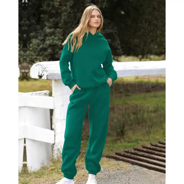 BTFBM Women 2 Piece Sweatsuits Long Sleeve Hooded Pullover Jogger Pants Fall Winter Casual Loose Lounge Sets TracksuitSolid Green