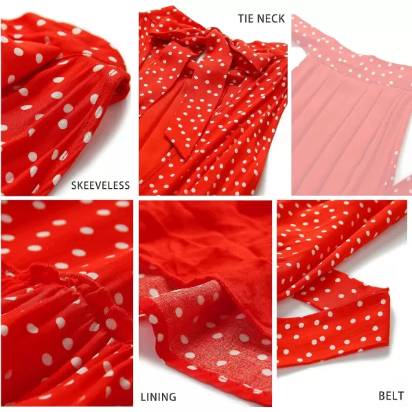 BTFBM Women 2024 Summer Halter Neck Dresses Sleeveless Casual Floral Polka Dot Print Short Boho Ruffle SundressOrangeWhite