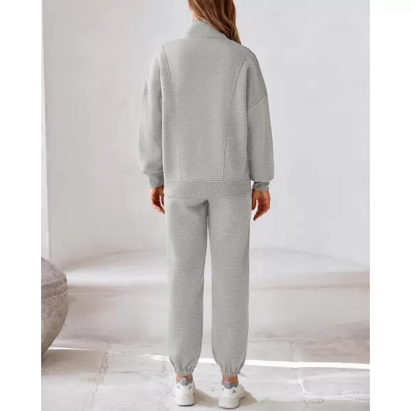 BTFBM Womens Sweatsuits 2 Piece Set 2024 Fleece Long Sleeve Zip Up Sweatshirt Sweatpants Winter Fall Outfits Jogger SetsGrey