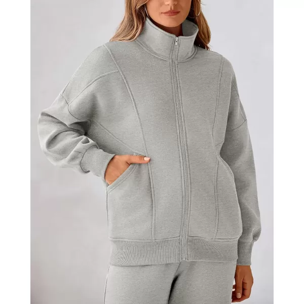 BTFBM Womens Sweatsuits 2 Piece Set 2024 Fleece Long Sleeve Zip Up Sweatshirt Sweatpants Winter Fall Outfits Jogger SetsGrey
