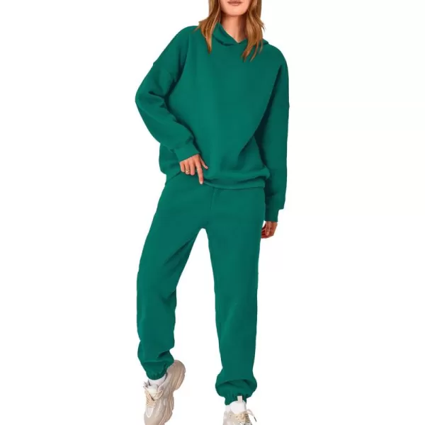 BTFBM Women 2 Piece Sweatsuits Long Sleeve Hooded Pullover Jogger Pants Fall Winter Casual Loose Lounge Sets TracksuitSolid Green