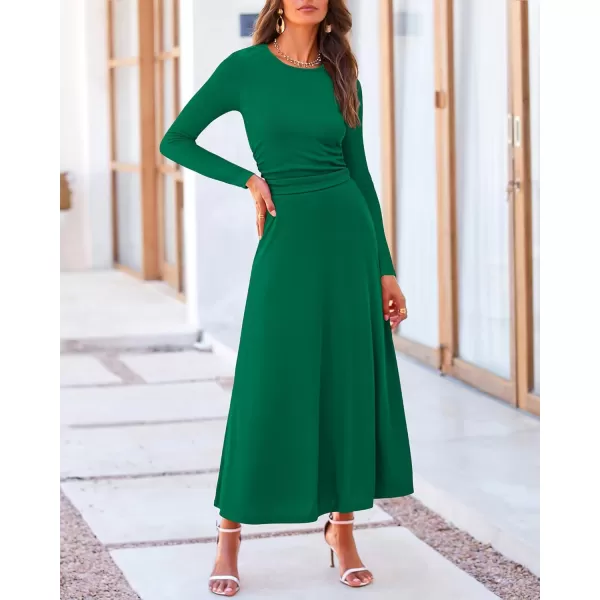 BTFBM Two Piece Skirt Sets For Women 2024 Trendy Fall Outfits Ribbed Knit Long Sleeve Crop Top Flowy Midi Skirt SetSolid Green