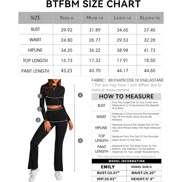 BTFBM Women 2 Piece Lounge Sets Fold Over Yoga Pants Long Sleeve Cropped Top Matching Set Two Piece Tracksuit PajamasSolid Black